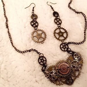 Cool steampunk necklaces and earring set